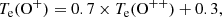 $$ \begin{aligned} T_{\rm e}(\mathrm{O}^{+}) = 0.7 \times T_{\rm e}(\mathrm{O}^{++}) + 0.3, \end{aligned} $$