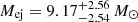 $ M_{\mathrm{ej}} = 9.17^{+2.56}_{-2.54}\,M_{\odot} $