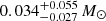$ 0.034^{+0.055}_{-0.027}\,M_{\odot} $