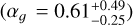$\left( {{\alpha _} = 0.61_{ - 0.25}^{ + 0.49}} \right)$