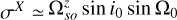 ${\sigma ^X} \simeq {\rm{\Omega }}_{SO}^z\,\sin \,{i_0}\,\sin \,{{\rm{\Omega }}_0}$