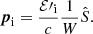 $$ \begin{aligned} \boldsymbol{p}_{\rm i}=\frac{\mathcal{E} \prime _{\rm i}}{c}\frac{1}{W}\hat{S}. \end{aligned} $$