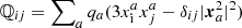 $ \mathbb{Q}_{ij}=\sum\nolimits_a q_a(3x_{\rm i}^ax_j^a-\delta_{ij}|\boldsymbol{x}^2_a|^2) $