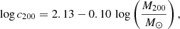 $$ \begin{aligned} \log c_{200}= 2.13-0.10 \,\log \left({M_{200}\over {M}_{\odot }}\right), \end{aligned} $$