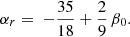 $$ \begin{aligned} \alpha _r= \ -{35\over 18}+{2\over 9}\, \beta _0. \end{aligned} $$