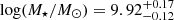 $ \log({M_{\star}/M_\odot}) = 9.92^{+0.17}_{-0.12} $