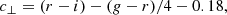 $$ \begin{aligned}&c_{\perp } = (r-i) - (g-r)/4 - 0.18,\end{aligned} $$