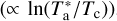 $\left( { \propto \ln \left( {T_{\rm{a}}^*/{T_{\rm{c}}}} \right)} \right)$