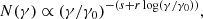 $$ \begin{aligned} N(\gamma ) \propto (\gamma /\gamma _0)^{-(s+r\log (\gamma /\gamma _0))}, \end{aligned} $$