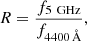 $$ \begin{aligned} R = \frac{f_{5\,\text{ GHz}}}{f_{4400\,\AA }}, \end{aligned} $$