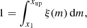 $$ \begin{aligned} 1=\int _{x_1}^{x_{\rm up}}\xi (m)\,\mathrm{d}m, \end{aligned} $$