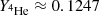 $ Y_{^{4}\rm He}\approx0.1247 $