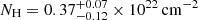 $ N_{\mathrm{H}} = 0.37_{-0.12}^{+0.07} \times 10^{22} \,\mathrm{cm}^{-2} $