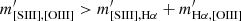$ m^\prime_{\mathrm{[SIII],[OIII]}} > m^\prime_{\mathrm{[SIII],H\alpha}} + m^\prime_{\mathrm{H\alpha ,[OIII]}} $