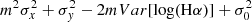 $ m^2\sigma _x^2 + \sigma _y^2 - 2mVar[\log({\rm H}\alpha)] + \sigma _0^2 $