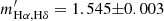 $ m^\prime_{\mathrm{H\alpha ,H\delta}} = 1.545{\pm} 0.003 $