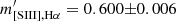 $ m^\prime_{\mathrm{[SIII] ,H\alpha }} = 0.600{\pm} 0.006 $