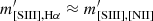 $ m^\prime_{\mathrm{[SIII] ,H\alpha }} \approx m^\prime_{\mathrm{[SIII] ,[NII] }} $