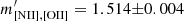 $ m^\prime_{\mathrm{[NII],[OII]}} = 1.514{\pm}0.004 $
