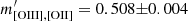 $ m^\prime_{\mathrm{[OIII],[OII]}} = 0.508{\pm}0.004 $