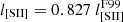 $ l_{\mathrm{[SII]}}=0.827\ l^{\mathrm{F99}}_{\mathrm{[SII]}} $