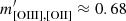 $ m^\prime_{\mathrm{[OIII],[OII]}} \approx 0.68 $