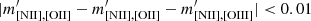 $ |m^\prime_{\mathrm{[NII],[OII]}}-m^\prime_{\mathrm{[NII],[OII]}}-m^\prime_{\mathrm{[NII],[OIII]}}| < 0.01 $