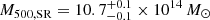 $ M_{\mathrm{500, SR}}=10.7_{-0.1}^{+0.1}\times 10^{14}\,M_{\odot} $