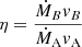 $$ \begin{aligned} \eta =\frac{\dot{M}_{B}{v}_{B}}{\dot{M}_{\rm A}{v}_{\rm A}} \nonumber \end{aligned} $$