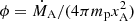 $ \phi=\dot{M}_{\mathrm{A}}/(4\pi m_{\mathrm{p}} x_{\mathrm{A}}^2) $
