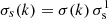 $ \sigma_{s}(k)=\sigma(k)\,\sigma_{\rm s}^1 $
