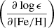 $ \left(\frac{\partial \log\epsilon}{\partial \mathrm{[Fe/H]}}\right) $