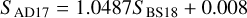 ${S_{{\rm{AD17}}}} = 1.0487{S_{{\rm{BS18}}}} + 0.008$
