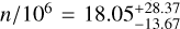 $n/{10^6} = 18.05_{ - 13.67}^{ + 28.37}$