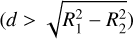 $\left( {d\, > \,\sqrt {R_1^2 - R_2^2} } \right)$