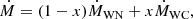 $$ \begin{aligned} \dot{{M}} = (1-x)\dot{{M}}_{\mathrm{WN}} + x\dot{{M}}_{\mathrm{WC}}, \end{aligned} $$