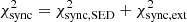 $$ \begin{aligned} \chi ^2_{\rm sync}= \chi ^2_{\rm sync,SED}+\chi ^2_{\rm sync,ext} \end{aligned} $$