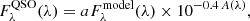 $$ \begin{aligned} F_{\lambda }^\mathrm{QSO}(\lambda ) = aF_{\lambda }^\mathrm{model}(\lambda )\times 10^{-0.4\,A(\lambda )}, \end{aligned} $$