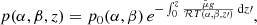 $$ \begin{aligned} p(\alpha ,\beta ,z)=p_0(\alpha ,\beta )\,e^{-\int _0^z \frac{\bar{\mu } g}{\mathcal{R} T(\alpha ,\beta ,z^\prime )}\,\mathrm{d}z^\prime }, \end{aligned} $$