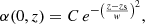 $$ \begin{aligned} \alpha (0,z)=C\,e^{-\left(\frac{z-z_{\rm s}}{{ w}}\right)^2}, \end{aligned} $$