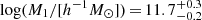 $ \log (M_1/[h^{-1}M_\odot])\,{=}\,11.7^{+0.3}_{-0.2} $