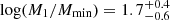 $ \log (M_1/M_\mathrm{{min}})=1.7^{+0.4}_{-0.6} $