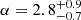 $ \alpha=2.8^{+0.9}_{-0.7} $