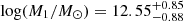 $ \log (M_1/M_\odot)=12.55^{+0.85}_{-0.88} $