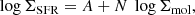$$ \begin{aligned} \text{ log}\,\Sigma _\text{SFR} = A + N\,\text{ log}\,\Sigma _\text{mol}, \end{aligned} $$
