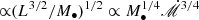 $ {\propto}(L^{3/2} / M_{\bullet})^{1/2} \propto M_{\bullet}^{1/4} {\dot{\mathscr{M}}}^{3/4} $