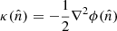 $ \kappa(\hat{n})=-\frac{1}{2}\nabla^2\phi(\hat{n}) $