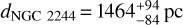 ${d_{{\rm{NGC}}\,\,2244}} = 1464_{ - 84}^{ + 94}{\rm{pc}}$