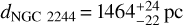 ${d_{{\rm{NGC}}\,\,2244}} = 1464_{ - 22}^{ + 24}{\rm{pc}}$