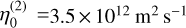 $\eta _0^{\left( 2 \right)} = 3.5 \times {10^{12}}{{\rm{m}}^{\rm{2}}}{{\rm{s}}^{ - 1}}$